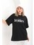 Unisex Baskılı Oversize T-Shirt - Siyah 1