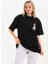 Unisex Baskılı Oversize T-Shirt - Siyah 4