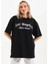 Unisex Baskılı Oversize T-Shirt - Siyah 1