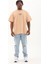 Unisex Oversize Baskılı Bisiklet Yaka T-Shirt - Bej 4