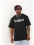 Unisex Oversize Baskılı Bisiklet Yaka T-Shirt - Siyah 1