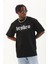 Unisex Oversize Baskılı Bisiklet Yaka T-Shirt - Siyah 2