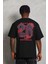 Unisex Oversize Baskılı Bisiklet Yaka T-Shirt - Siyah 4