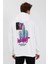 Erkek Baskılı Üç Iplik Kapüşonlu Oversize Sweatshirt - Beyaz 2