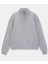 Oversize Yarım Farmuarlı Yakalı Basic Sweatshirt - Gri 4