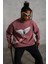 Erkek Güvercin Baskılı Sweatshirt - Gül Kurusu 2