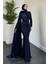 Castilya Pelerinli Omzu Gül Abiye Navy Blue 1