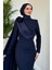 Castilya Pelerinli Omzu Gül Abiye Navy Blue 3