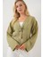 Kadın BDART Fiyonk Bağlamalı Sırsız V-Yaka Bluz Adaçayı Yeşili 4