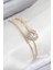 Pirinç Zirkon Taşlı Kalp Model Gold Renk Kadın Bileklik - TJ-BB7855 1