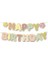 Dekoratif Asmalı Banner Happy Birthday makaron ren 1