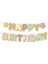 Dekoratif Asmalı Banner Happy Birthday makaron ren 5
