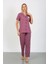 %100 Pamuk Düğmeli Kadın Pijama Takımı 1