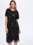 Boncuk ve Payet Işli Çiçek Desenli Kısa Kollu Abiye Elbise W26ABY008 3