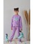 Matu Kids Lila Renk Paten Baskılı 3 Iplik Alt Üst 2'li Kız Çocuk Eşofman Takım 3-10 Yaş 2
