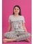 Faryakids Pamuklu Kısa Kollu Kedi Desenli Kız Çocuk Pijama Takımı 1