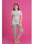 Faryakids Pamuklu Kısa Kollu Kedi Desenli Kız Çocuk Pijama Takımı 2