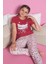 Faryakids Pamuklu Kısa Kollu Kedi Desenli Kız Çocuk Pijama Takımı 1