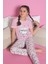 Faryakids Pamuklu Kısa Kollu Kedi Desenli Kız Çocuk Pijama Takımı 1