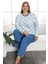 X-Dreamy Büyük Beden Pamuklu Desenli Uzun Kollu Pijama Takımı 1