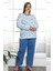 X-Dreamy Büyük Beden Pamuklu Desenli Uzun Kollu Pijama Takımı 3
