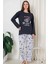 Pamuklu Desenli 2 Iplik Şardonlu Kalın Uzun Kollu Pijama Takımı 1