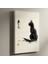Sumi-E Tekniğiyle Siyah Kedi Soyut Sanat Tablosu 1