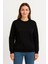 Kadın Üç Iplik Düz Bisiklet Yaka Sweatshirt - Siyah 3