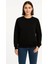 Kadın Üç Iplik Düz Bisiklet Yaka Sweatshirt - Siyah 4