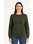 Kadın Üç Iplik Düz Bisiklet Yaka Sweatshirt - Haki 2