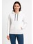 Kadın Üç Iplik Kapüşonlu Kanguru Çepli Sweatshirt Hoodie - Beyaz 1