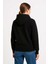 Kadın Üç Iplik Kapüşonlu Kanguru Çepli Sweatshirt Hoodie - Siyah 2