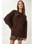 Yumuşak Dokulu Oversize Triko Kazak LPF0063 Kahverengi 2