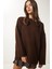 Yumuşak Dokulu Oversize Triko Kazak LPF0063 Kahverengi 4