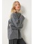 Yumuşak Dokulu Oversize Triko Kazak LPF0063 Antrasit 3