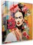 Frida Kahlo Cam Tablo - Renkli Kumaşlarla Süslenmiş Frida Kahlo Cam Duvar Sanatı 1