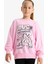 Kız Çocuk Oversize Geniş Kalıp Bisiklet Yaka Baskılı Sweatshirt E6755A825AU 1