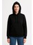 Kadın Üç Iplik Kapüşonlu Kanguru Çepli Sweatshirt Hoodie - Siyah 3