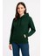 Kadın Üç Iplik Kapüşonlu Kanguru Çepli Sweatshirt Hoodie - Haki 1