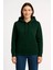 Kadın Üç Iplik Kapüşonlu Kanguru Çepli Sweatshirt Hoodie - Haki 3