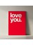 Romantik Kırmızı Arka Plan Love You Yazılı Modern Sanat Tablosu 2