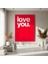 Romantik Kırmızı Arka Plan Love You Yazılı Modern Sanat Tablosu 4