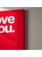Romantik Kırmızı Arka Plan Love You Yazılı Modern Sanat Tablosu 5