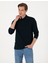 Erkek Lacivert Slim Fit Kıvrılmaz Polo Yaka Basic Pike Sweatshirt 50314048-VR033 3
