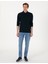 Erkek Lacivert Slim Fit Kıvrılmaz Polo Yaka Basic Pike Sweatshirt 50314048-VR033 4