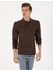 Erkek Koyu Kahverengi Slim Fit Kıvrılmaz Polo Yaka Basic Pike Sweatshirt 50314048-VR084 1