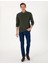 Erkek Koyu Yeşil Slim Fit Kıvrılmaz Polo Yaka Basic Pike Sweatshirt 50314048-VR079 4