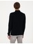 Erkek Siyah Slim Fit Kıvrılmaz Polo Yaka Basic Pike Sweatshirt 50314048-VR046 5