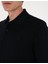 Erkek Siyah Slim Fit Kıvrılmaz Polo Yaka Basic Pike Sweatshirt 50314048-VR046 6