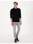 Erkek Siyah Slim Fit Kıvrılmaz Polo Yaka Basic Pike Sweatshirt 50314048-VR046 4